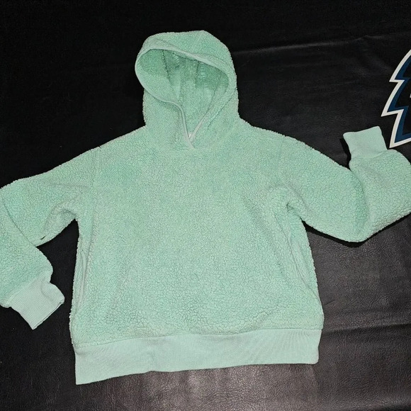 Athleta Girl Girls Mint Green So Snug Sherpa‎ Hoodie 2.0 XS 6 - Picture 1 of 3